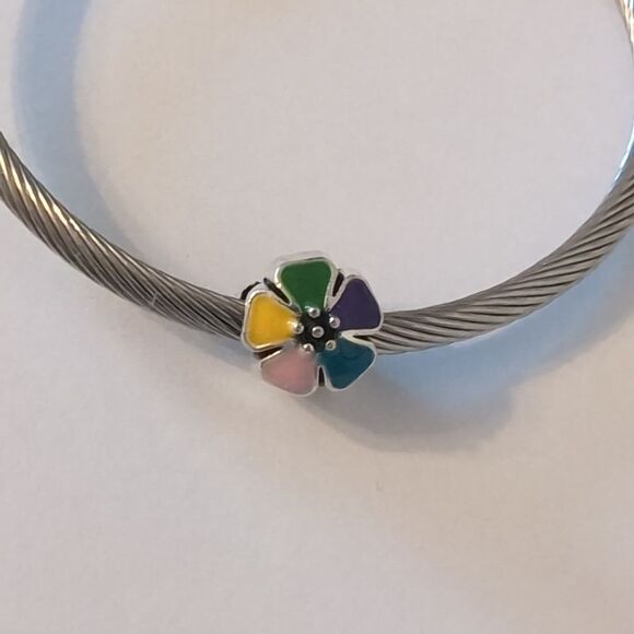 Silver Colorful Flower Charm for‎ Pandora Style Bracelet - Picture 4 of 4